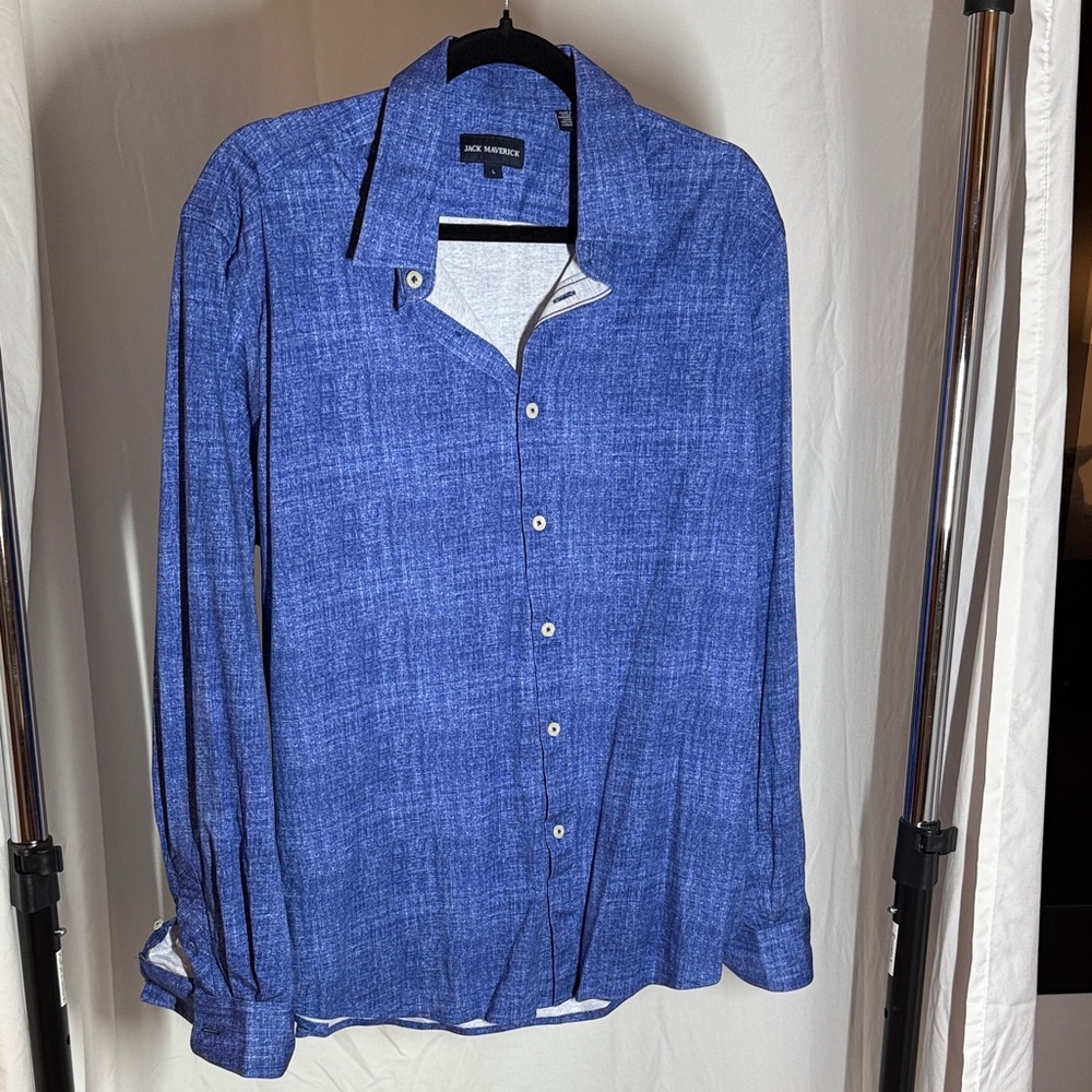 Jack Maverick 100% Cotton Blue Button Down Shirt - Large